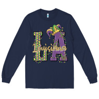 Navy louisiana mardi gras Long Sleeve Tee - MaliasSmallBusiness