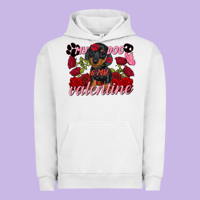 My Dog Is My Valentine's Day Urban Hoodie Designed By Fadigitalartstudio