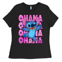 Black ohana stitch Ladies Tee - Zillion Design Studio
