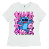 White ohana stitch Ladies Tee - Zillion Design Studio