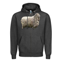 Charcoal Heather lincoln sheep Zipper Hoodie - LillyAllenDesigns