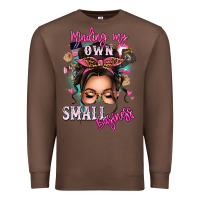 Chestnut minding my own small business messy bun Premium Sweatshirt - texasbilliewilder