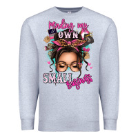 Heather Grey minding my own small business messy bun Premium Sweatshirt - texasbilliewilder