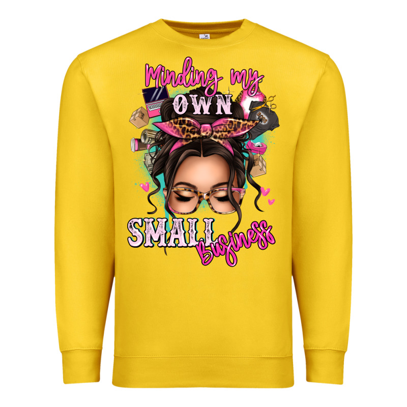 Minding My Own Small Business Messy Bun Premium Sweatshirt by texasbilliewilder | Teevron