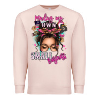 Pale Pink minding my own small business messy bun Premium Sweatshirt - texasbilliewilder