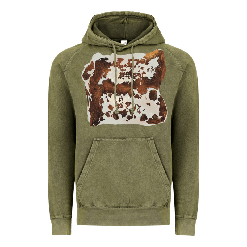 Hand Drawn Cowhide Cow Fur Vintage Hoodie by BarkalooDesign | Teevron
