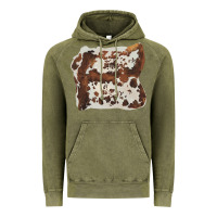 Vintage Olive hand drawn cowhide cow fur Vintage Hoodie - BarkalooDesign