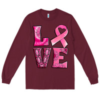 Burgundy Breast Cancer love Long Sleeve Tee - NancyCooperArtShop