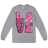 Heather Grey Breast Cancer love Long Sleeve Tee - NancyCooperArtShop