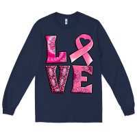 Navy Breast Cancer love Long Sleeve Tee - NancyCooperArtShop