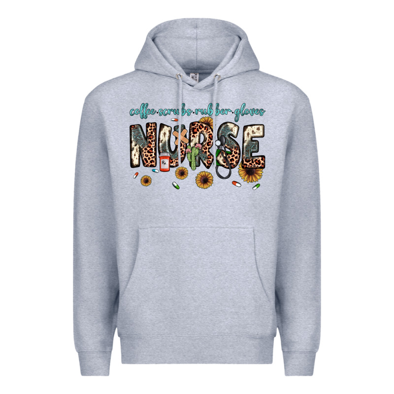 Nurse Coffee Scrubs Rubber Gloves Premium Hoodie by JahusDesignShop | Teevron