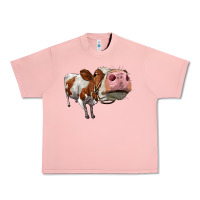 Salmon cute simmental cow Urban Heavy Tee - LillyAllenDesigns