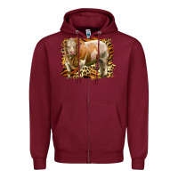 Burgundy western simmental bull Zipper Hoodie - LillyAllenDesigns