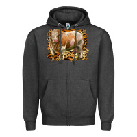 Charcoal Heather western simmental bull Zipper Hoodie - LillyAllenDesigns