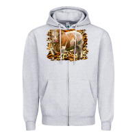Heather Grey western simmental bull Zipper Hoodie - LillyAllenDesigns