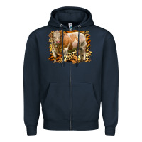 Navy western simmental bull Zipper Hoodie - LillyAllenDesigns