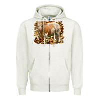 Oatmeal Heather western simmental bull Zipper Hoodie - LillyAllenDesigns