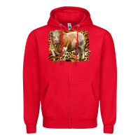 Red western simmental bull Zipper Hoodie - LillyAllenDesigns