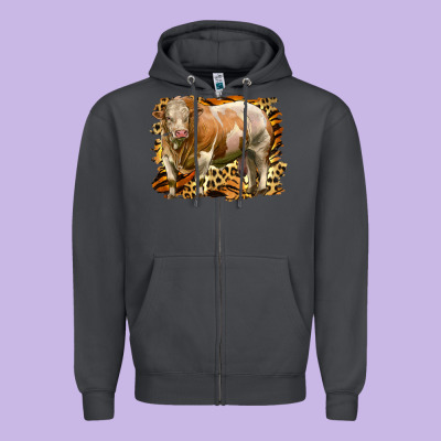 Western Simmental Bull Zipper Hoodie Designed By Lillyallendesigns