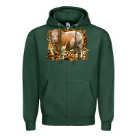 Sports Green western simmental bull Zipper Hoodie - LillyAllenDesigns