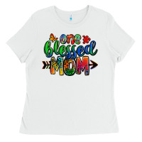White one blessed mom autism Ladies Tee - Zillion Design Studio
