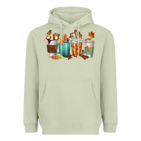 Matcha Thankful Coffee Cups Heavyweight Hoodie - texasbilliewilder