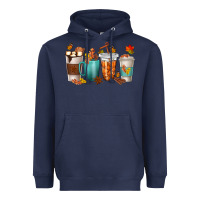 Navy Thankful Coffee Cups Heavyweight Hoodie - texasbilliewilder
