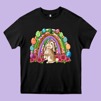 Easter Rainbow Bunny Easter Day Heavy Core Tee Designed By Neo Western