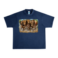 Navy 3 red angus bulls Urban Heavy Tee - LillyAllenDesigns