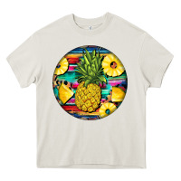 Cream pineapple leopard Heavy Core Tee - BarkalooDesign