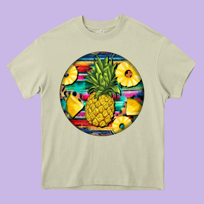 Pineapple Leopard Heavy Core Tee Designed By Barkaloodesign