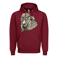 Burgundy lincoln sheep head Zipper Hoodie - LillyAllenDesigns