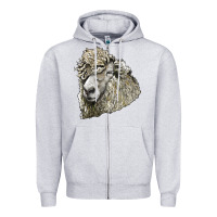 Heather Grey lincoln sheep head Zipper Hoodie - LillyAllenDesigns