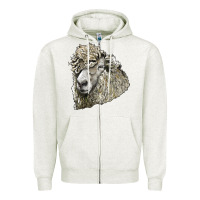 Oatmeal Heather lincoln sheep head Zipper Hoodie - LillyAllenDesigns
