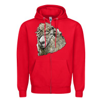 Red lincoln sheep head Zipper Hoodie - LillyAllenDesigns