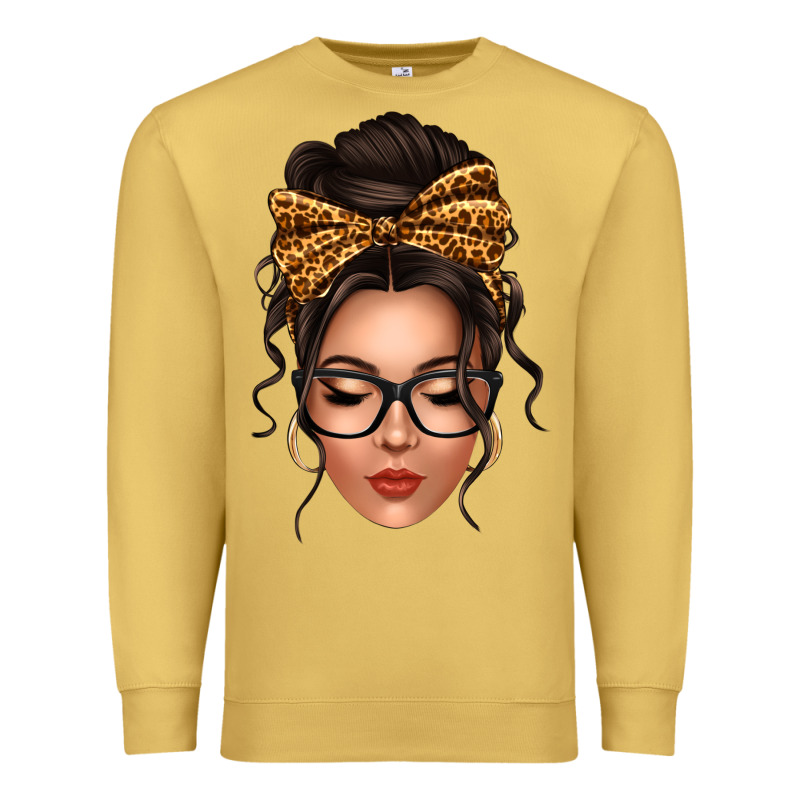 Caucasian Leopard Messy Bun Premium Sweatshirt by texasbilliewilder | Teevron