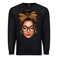 Black caucasian leopard messy bun Premium Sweatshirt - texasbilliewilder