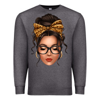 Charcoal Heather caucasian leopard messy bun Premium Sweatshirt - texasbilliewilder