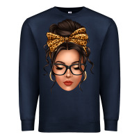 Navy caucasian leopard messy bun Premium Sweatshirt - texasbilliewilder