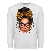 Oatmeal Heather caucasian leopard messy bun Premium Sweatshirt - texasbilliewilder