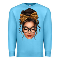 Ocean Blue caucasian leopard messy bun Premium Sweatshirt - texasbilliewilder