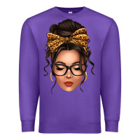 Purple caucasian leopard messy bun Premium Sweatshirt - texasbilliewilder