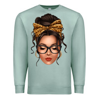 Seafoam caucasian leopard messy bun Premium Sweatshirt - texasbilliewilder