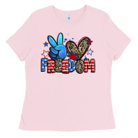 Bubblegum Pink peace love freedom Ladies Tee - Zillion Design Studio