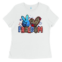 White peace love freedom Ladies Tee - Zillion Design Studio