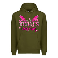 Army Green Not all heroes wear capes Cancer Awareness Premium Hoodie - HowdyJamesFarm