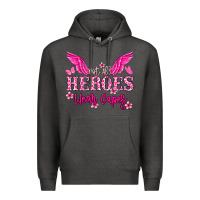 Charcoal Heather Not all heroes wear capes Cancer Awareness Premium Hoodie - HowdyJamesFarm