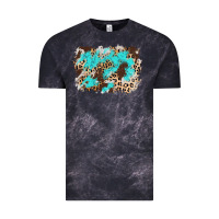 Cloud Black cowhide leopard turquoise background Vintage Tee - AdoDesignShop