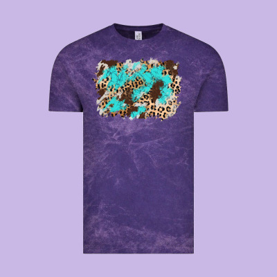 Cowhide Leopard Turquoise Background Vintage Tee Designed By Adodesignshop
