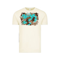 Vintage Arctic cowhide leopard turquoise background Vintage Tee - AdoDesignShop